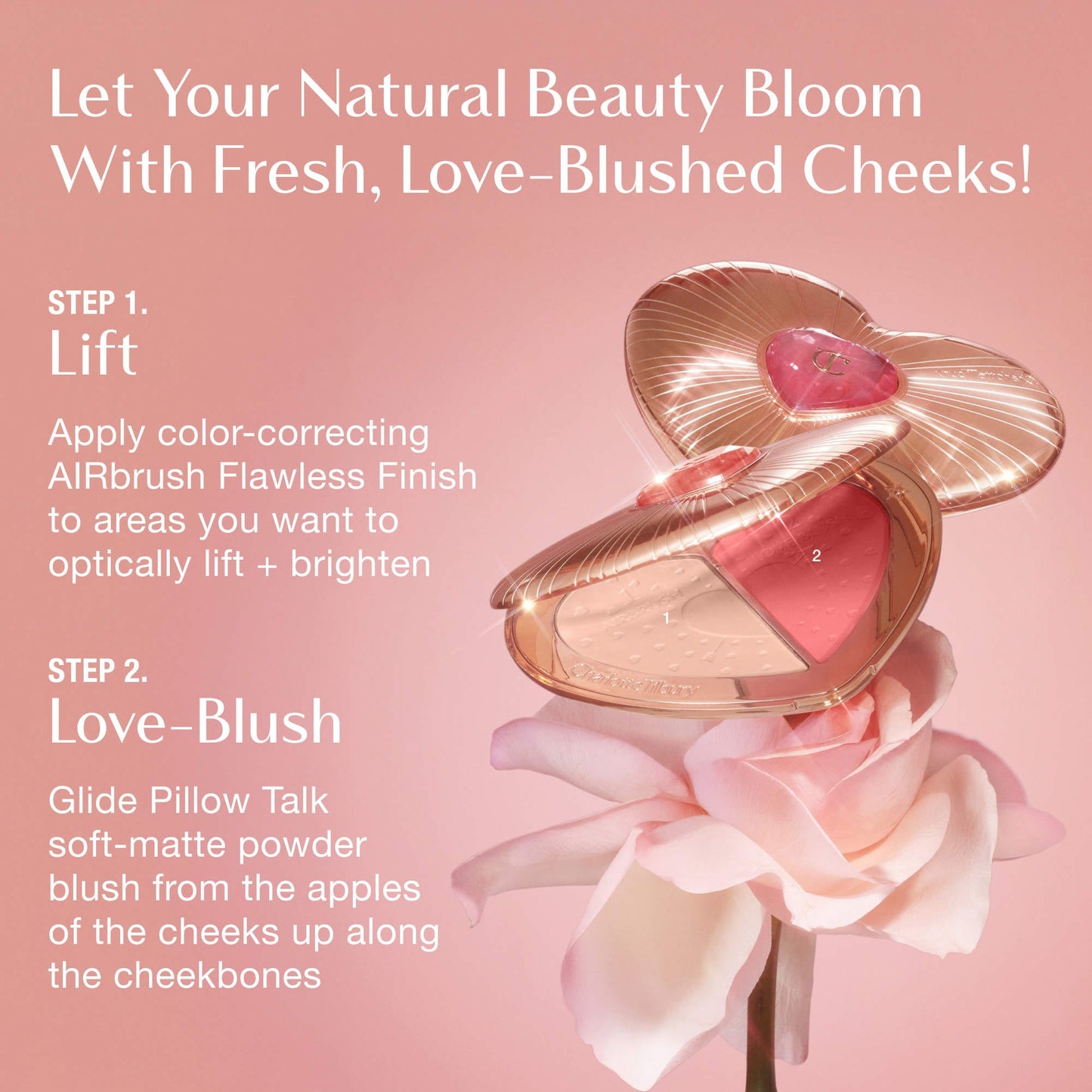 Pillow talk beauty soulmates airbrush flawless finish brightening and blush powder palette Charlotte Tilbury