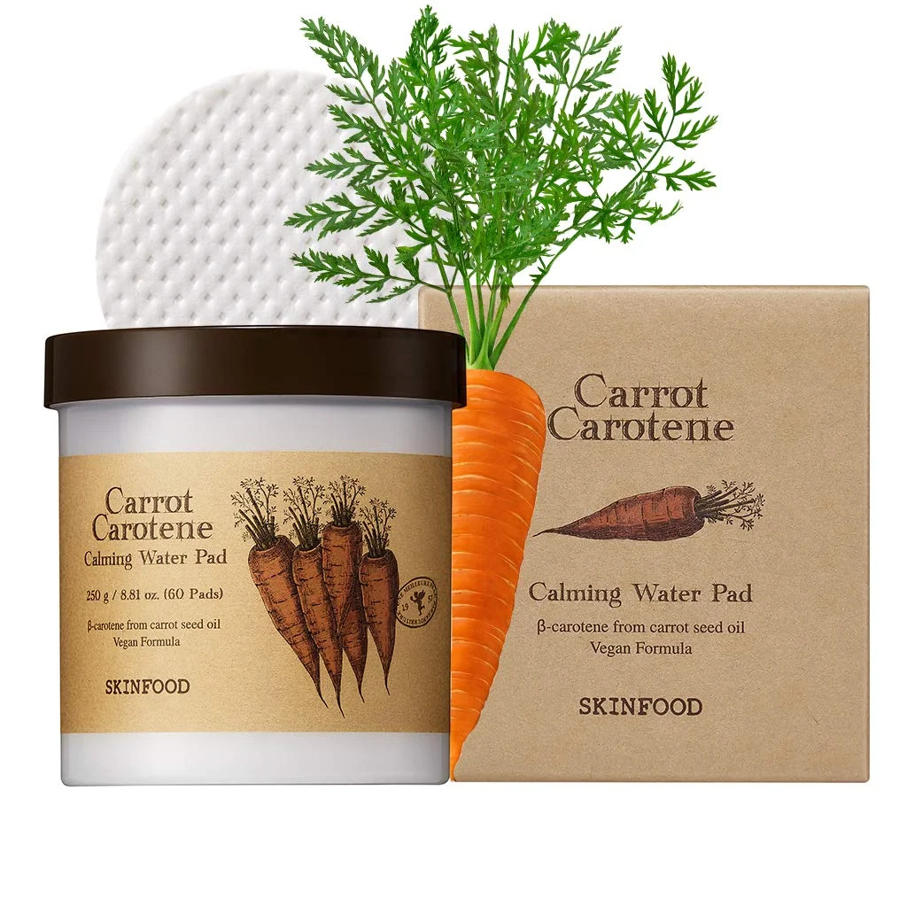 SKINFOOD - Almoadillas con Tónico Carrot Carotene Calming Water Pad Pouch Set