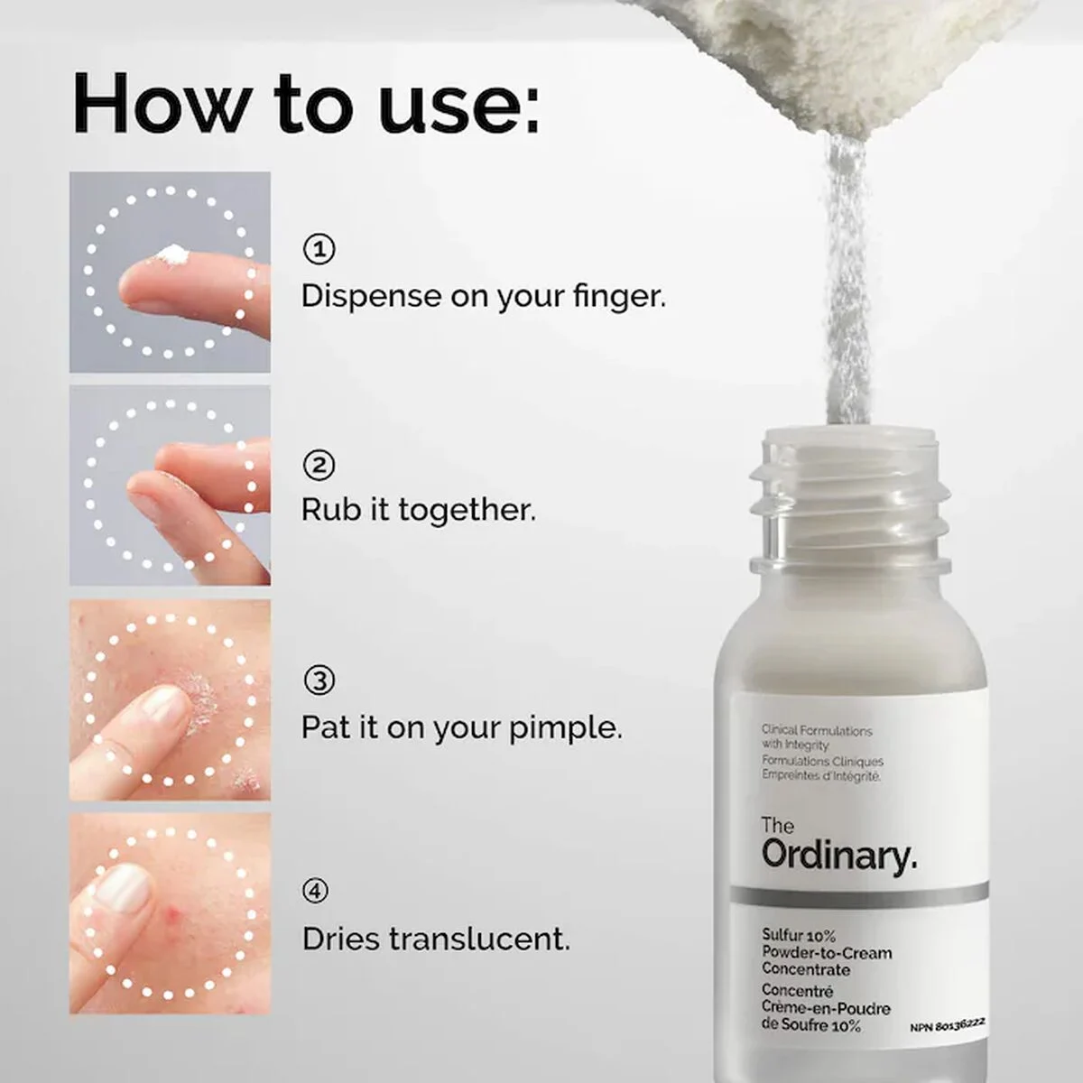 Sulfur 10% Powder-to-Cream Concentrate Acne Spot Treatment The Ordinary