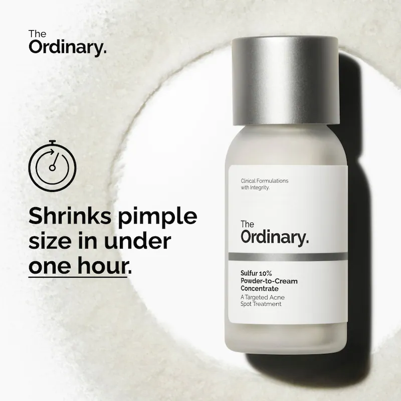 Sulfur 10% Powder-to-Cream Concentrate Acne Spot Treatment The Ordinary