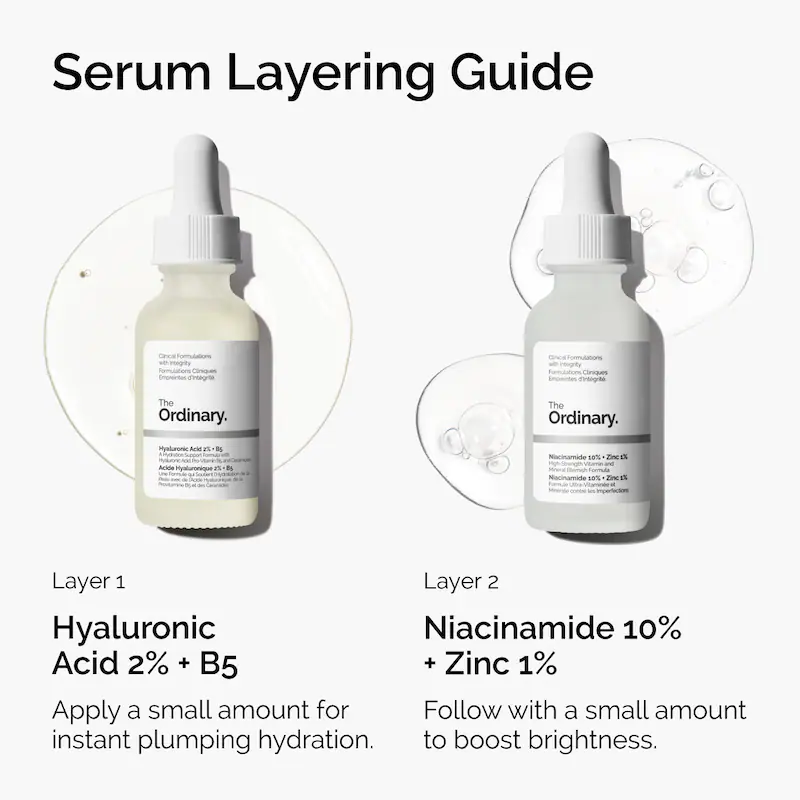 The skin support set with niacinamide + hyaluronic acid The Ordinary
