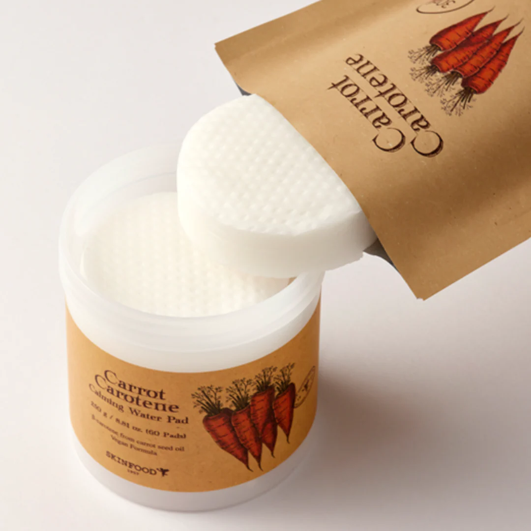 SKINFOOD - Almoadillas con Tónico Carrot Carotene Calming Water Pad Pouch Set