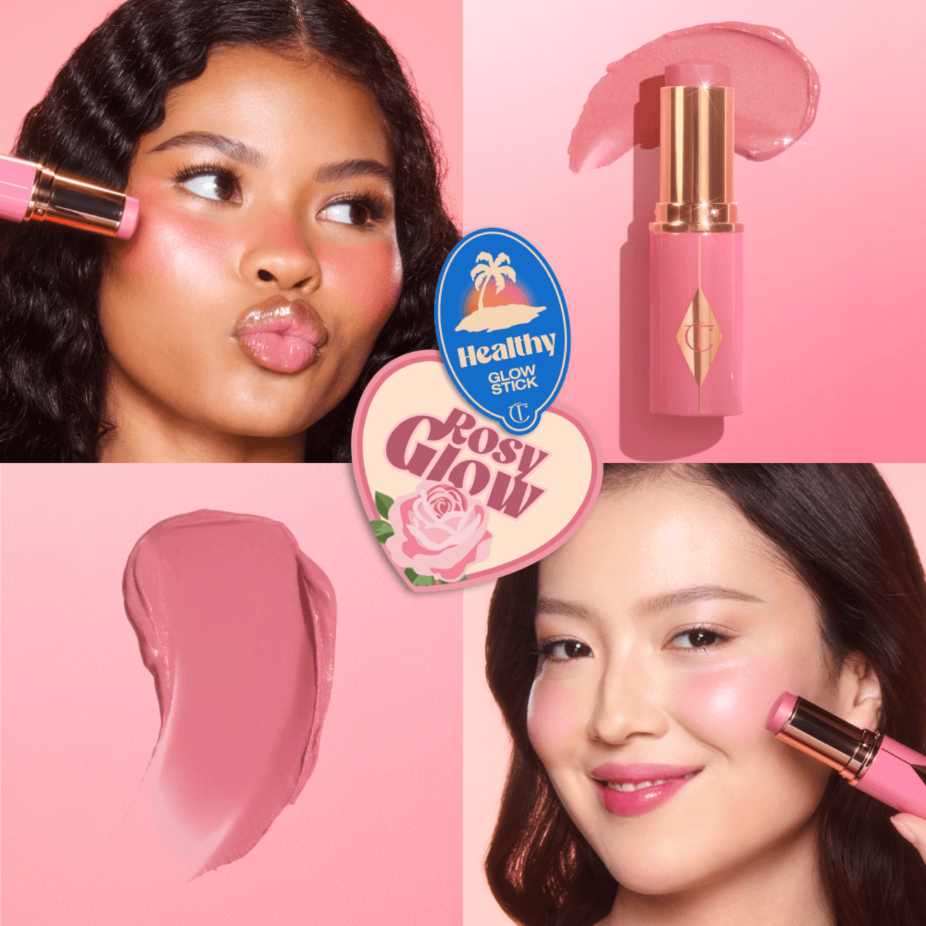 Unreal Lip + Cheek Glow Blush Stick with Hyaluronic Acid Charlotte Tilbury