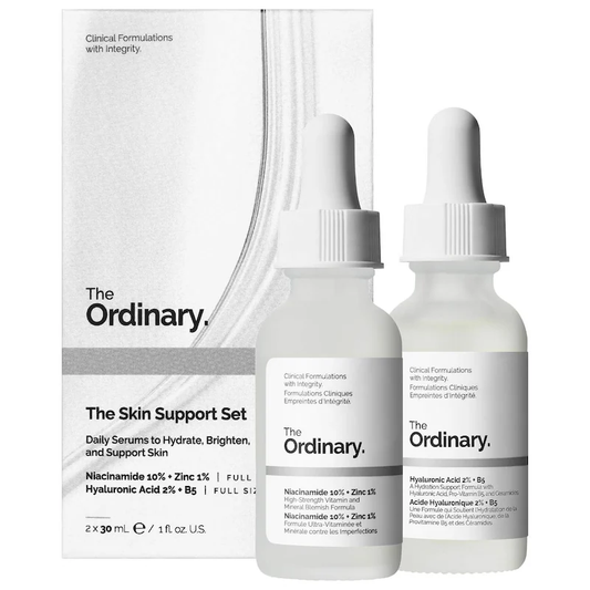 The skin support set with niacinamide + hyaluronic acid The Ordinary