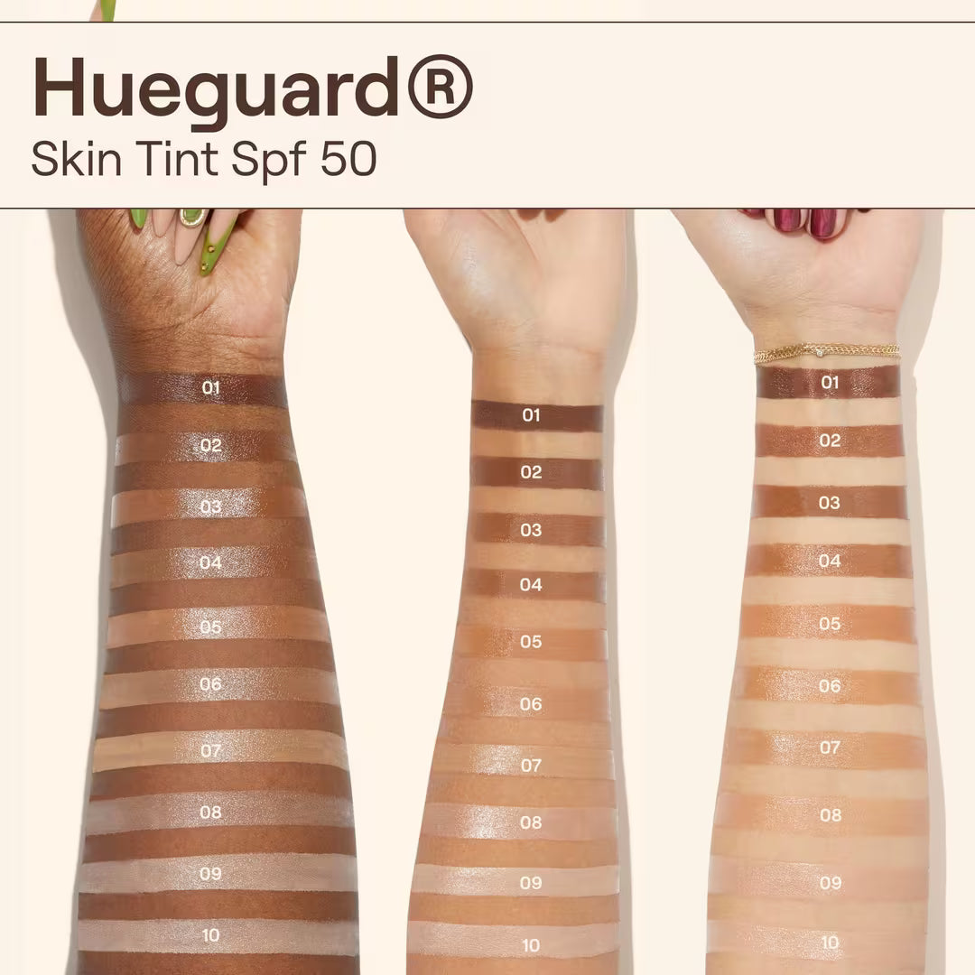 Hueguard skin tint SPF 50 mineral sunscreen broad spectrum Live Tinted