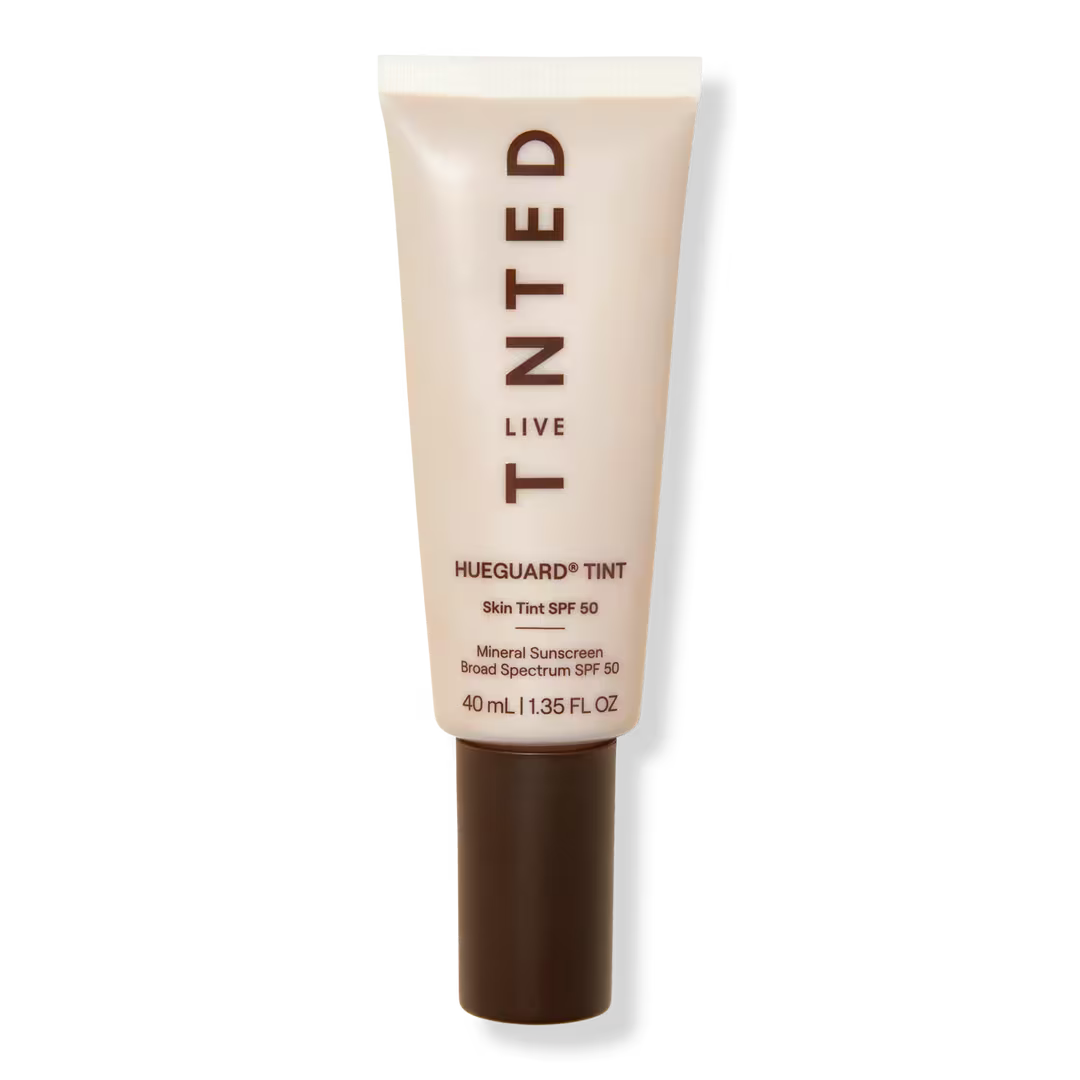 Hueguard skin tint SPF 50 mineral sunscreen broad spectrum Live Tinted