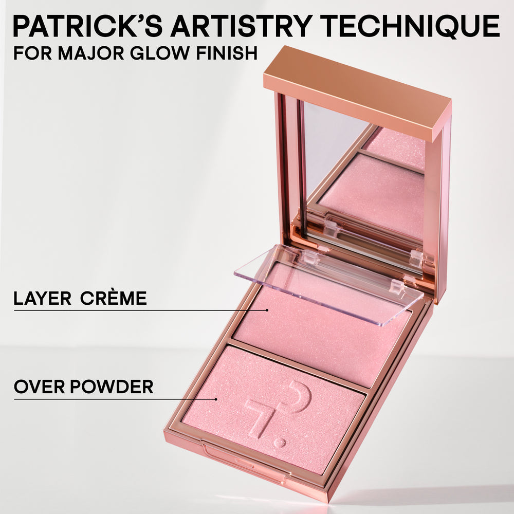 Major Glow Creme & Powder Light Reflecting Translucent Highlighter Duo Patrick Ta