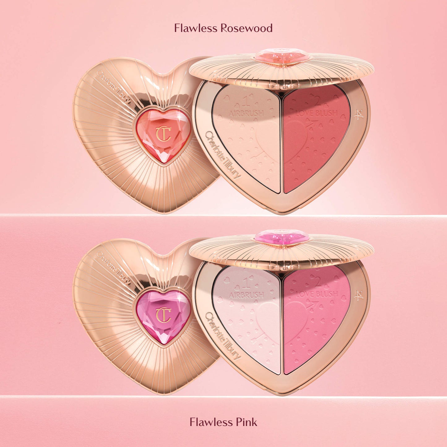 Pillow talk beauty soulmates airbrush flawless finish brightening and blush powder palette Charlotte Tilbury