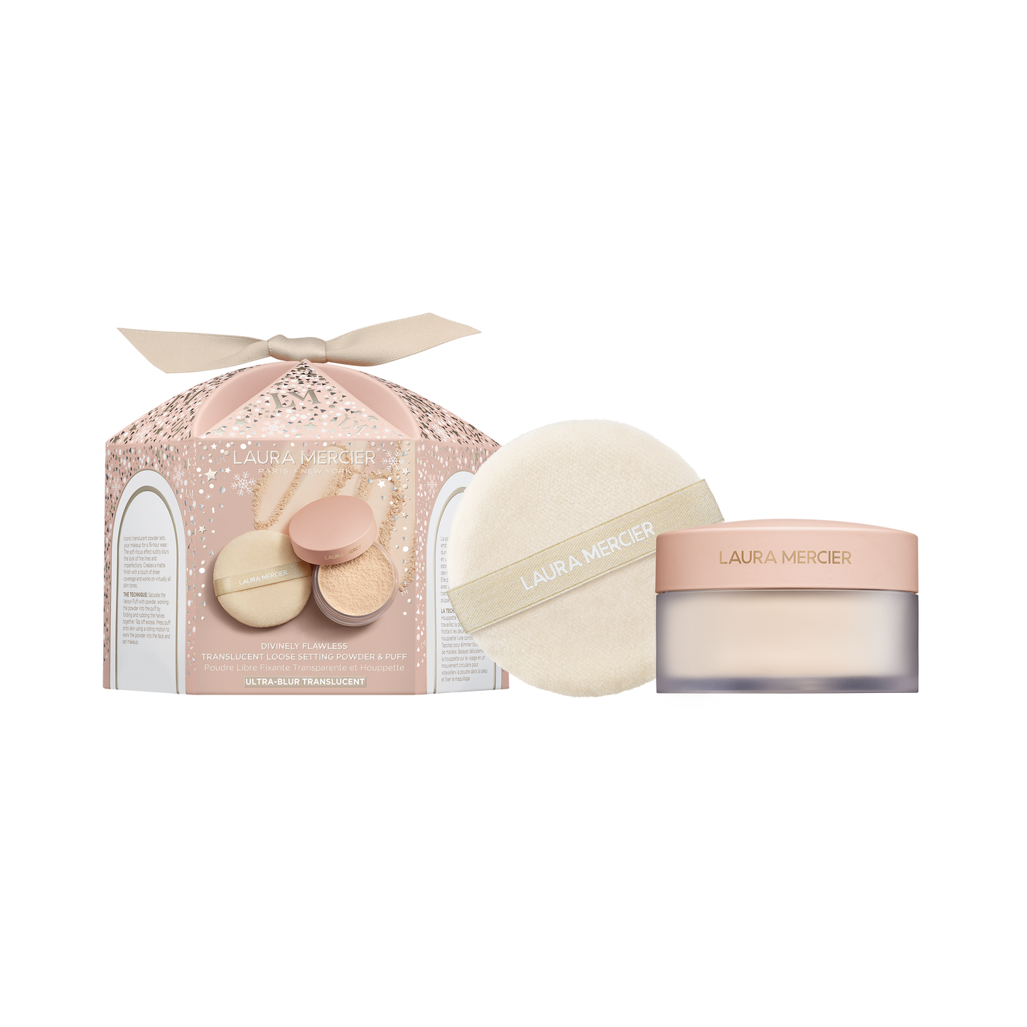 Divinely Flawless Translucent Loose Setting Powder & Puff Set- Talc Free Ultra Blur Laura Mercier