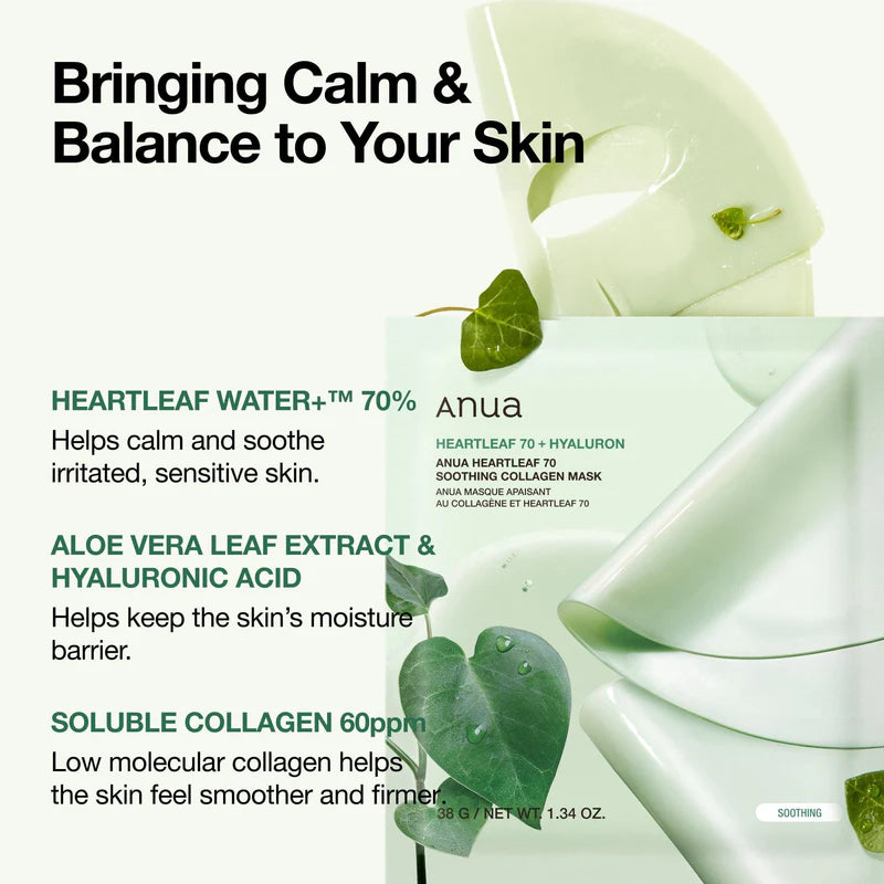 Heartleaf 70 Soothing Collagen Mask Anua
