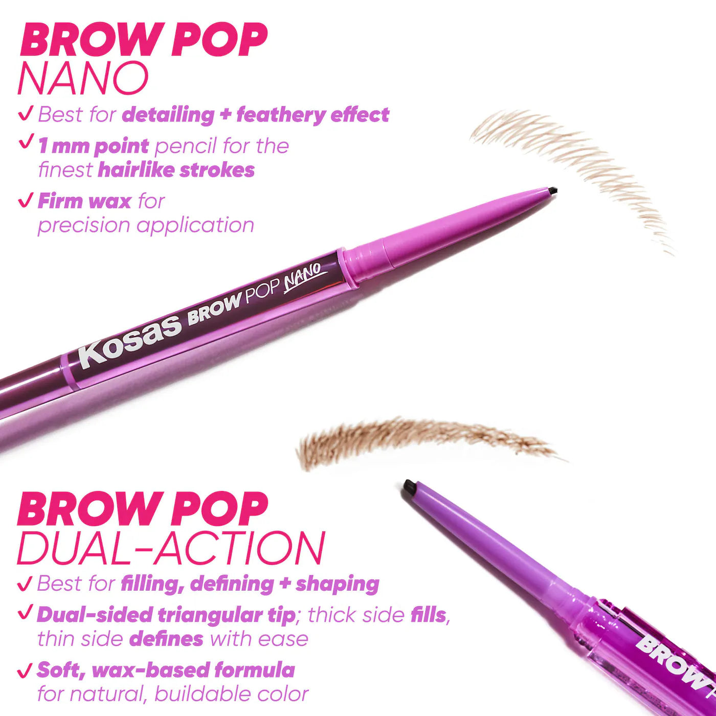 Brow Pop Dual-Action Filling and Shaping Easy Eyebrow Pencil Kosas