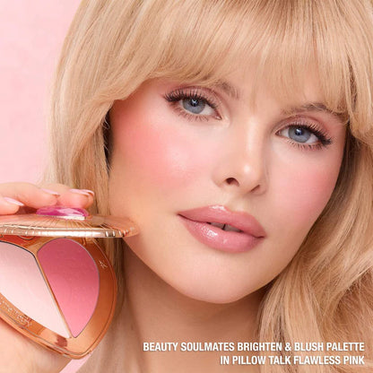 Pillow Talk Beauty Soulmates Airbrush Flawless Finish Brightening and Blush Powder Palette Charlotte Tilbury