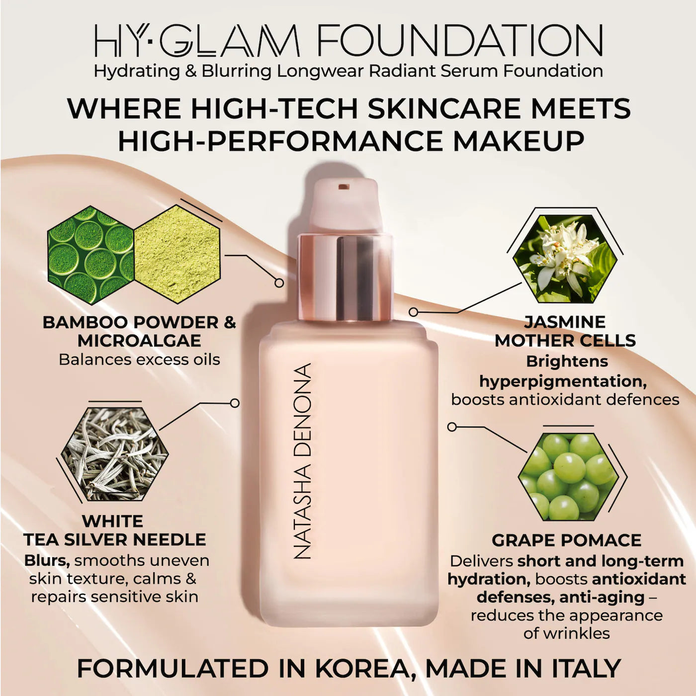 Hy-glam foundation hydrating & blurring luminous longwear serum foundation NATASHA DENONA